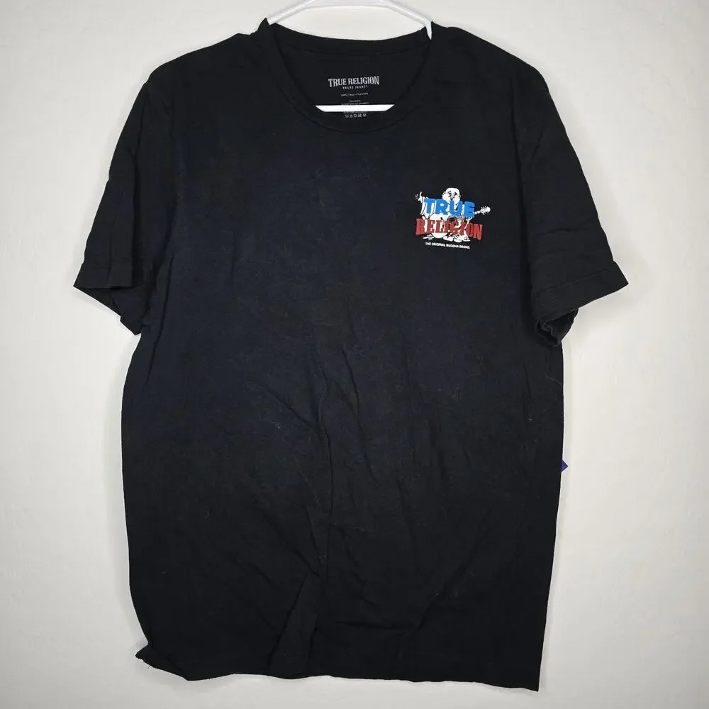 True Religion Buddha Logo Graphic T-Shirt Men's Large Black Short Sleeve Tee